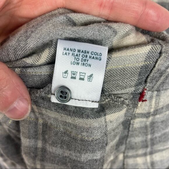 XIRENA Ali Top Dovetail Flannel Ruffle Grey Blouse Size Small Plaid Popover USA - Picture 9 of 10